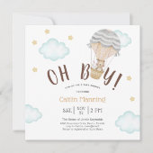 Teddy Bear Oh Boy Woodland Babydusche Einladung (Vorderseite)