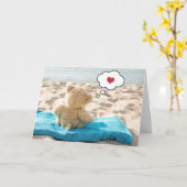 Teddy Bear on Beach Handtuch Karte (Gelbe Blume)