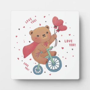 Teddy Bear on Bike: Liebe You! Fotoplatte