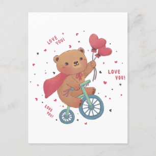 Teddy Bear on Bike: Liebe You! Postkarte