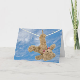 Teddy Bear on Clothesline Karte