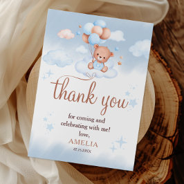 Teddy Bear on Cloud Baby Shower Thank You Card Dankeskarte