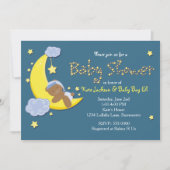 Teddy Bear on Moon BABY SHOWER Stars Einladung (Vorderseite)