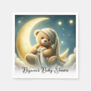 Teddy Bear on Moon Glow Stars Babydusche Serviette