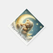 Teddy Bear on Moon Glow Stars Babydusche Serviette (Ecke)