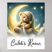 Teddy Bear on Moon Glow Stars Celestial Sky Poster (Vorne)