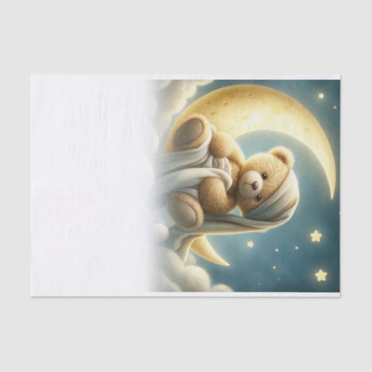 Teddy Bear on Moon Glow Stars Celestial Sky Seidenpapier (Vorderseite)