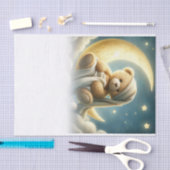 Teddy Bear on Moon Glow Stars Celestial Sky Seidenpapier (Handwerk)