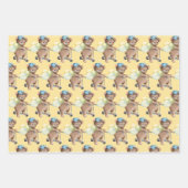 Teddy Bear on Scooter, Strip, Balloons Geschenkpapier Set (Vorderseite)