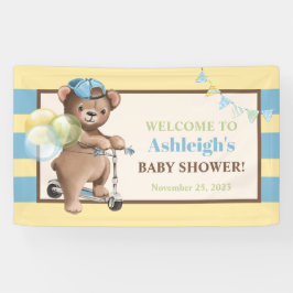Teddy Bear on Scooter, Striping Baby Shooter Banner