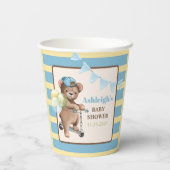 Teddy Bear on Scooter, Striping Baby Shooter Pappbecher (Rückseite)