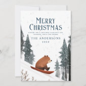 Teddy Bear on Snow Sled Frohe Weihnachten (Vorderseite)