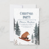 Teddy Bear on Snow Sled Weihnachtsgebäck Party Einladung (Vorderseite)
