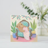 Teddy Bear on Vintage Armchair Illustration Dankeskarte (Stehend Vorderseite)