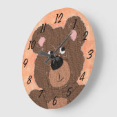 Teddy Bear (orange) Große Wanduhr (Winkel)