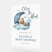 Teddy Bear Over Moon Baby Dusche Willkommen Acrylschild (Winkel)