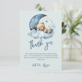 Teddy Bear Over the Moon Baby Shower Dankeskarte