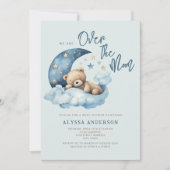 Teddy Bear Over the Moon Baby Shower Einladung (Vorderseite)