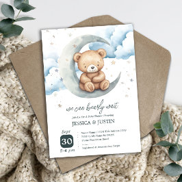 Teddy Bear Over the Moon Baby Shower Einladung