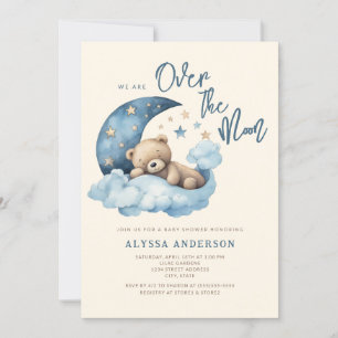 Teddy Bear Over the Moon Baby Shower Einladung