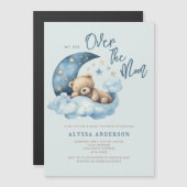 Teddy Bear Over the Moon Baby Shower Magneteinladung (Vorne/Hinten)