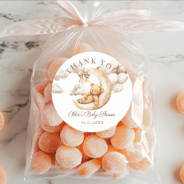 Teddy Bear Over the Moon Baby Shower Neutral Gefal Runder Aufkleber