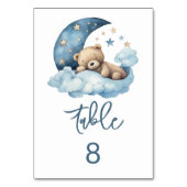Teddy Bear Over the Moon Baby Shower Tischnummer (Rückseite)