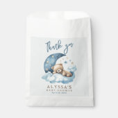 Teddy Bear Over the Moon Blue Baby Shower Geschenktütchen (Vorderseite)