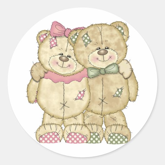 Teddy Bear Pair - Original Colors Runder Aufkleber (Vorderseite)