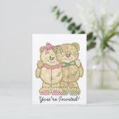 Teddy Bear Pair - Originalfarben Einladung (Stehend Vorderseite)