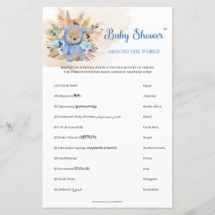 Teddy Bear Pampas Baby Shower Rund um die Welt