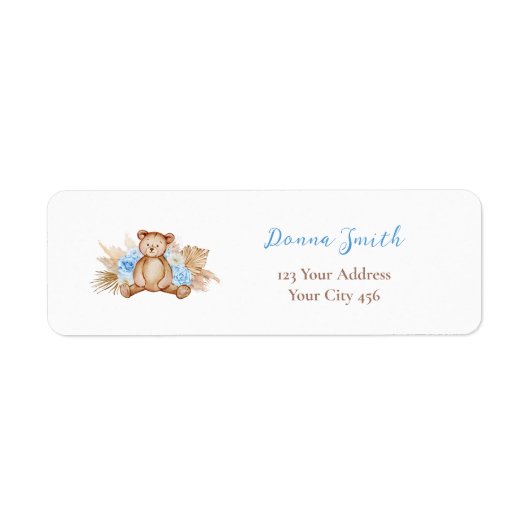 Teddy Bear Pampas Grass Address Labels (Vorne)