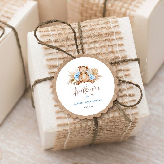 Teddy Bear Pampas Grass Baby Vielen Dank Runder Aufkleber