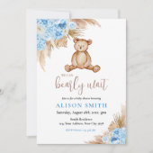 Teddy Bear Pampas Grass Bearly Wait Baby Dusche Einladung (Vorderseite)