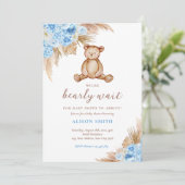 Teddy Bear Pampas Grass Bearly Wait Baby Dusche Einladung (Stehend Vorderseite)