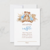 Teddy Bear Pampas Grass Diaper Raffle Baby Dusche Einladung (Vorderseite)
