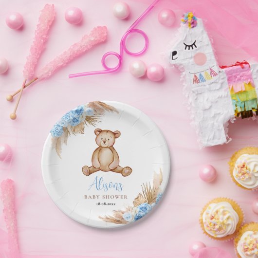 Teddy Bear Pampas Grass Pappteller (Party)