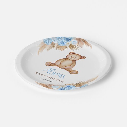 Teddy Bear Pampas Grass Pappteller (Schrägansicht)