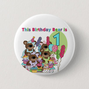 Teddy Bear Party 1. Geburtstagsgeschenke Button