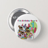 Teddy Bear Party 1. Geburtstagsgeschenke Button (Vorne & Hinten)