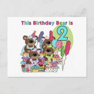 Teddy Bear Party 2. Geburtstag T - Shirt und Gesch Einladungspostkarte