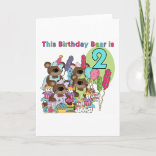 Teddy Bear Party 2. Geburtstag T - Shirt und Gesch Karte