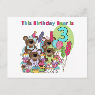 Teddy Bear Party 3. Geburtstag Tshirts und Geschen Einladungspostkarte