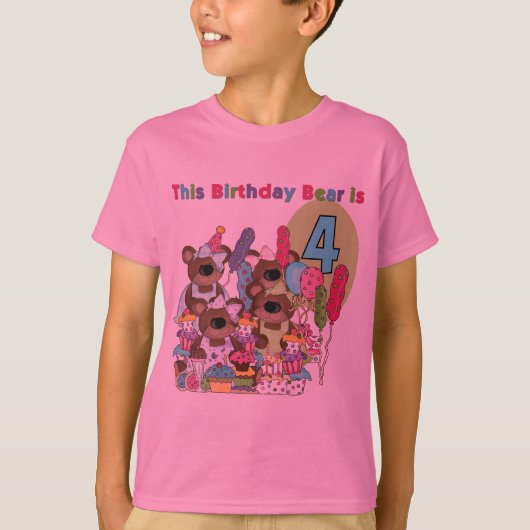 Teddy Bear Party 4. Geburtstag Tshirts und Geschen (Vorderseite)