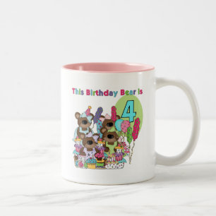 Teddy Bear Party 4. Geburtstag Tshirts und Geschen Zweifarbige Tasse