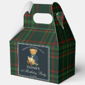 Teddy bear party favors green plaid personalized geschenkschachtel (Vorderseite)