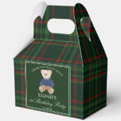 Teddy bear party favors green plaid personalized geschenkschachtel (Vorderseite)