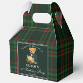 Teddy bear party favors green plaid personalized geschenkschachtel (Vorderseite)