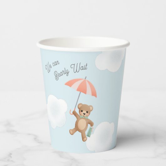 Teddy Bear Pastel Bearly Wait Baby Dusche Pappbecher (Rückseite)