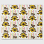 Teddy Bear Pastel Strip Wrapping Paper Geschenkpapier (Flach)